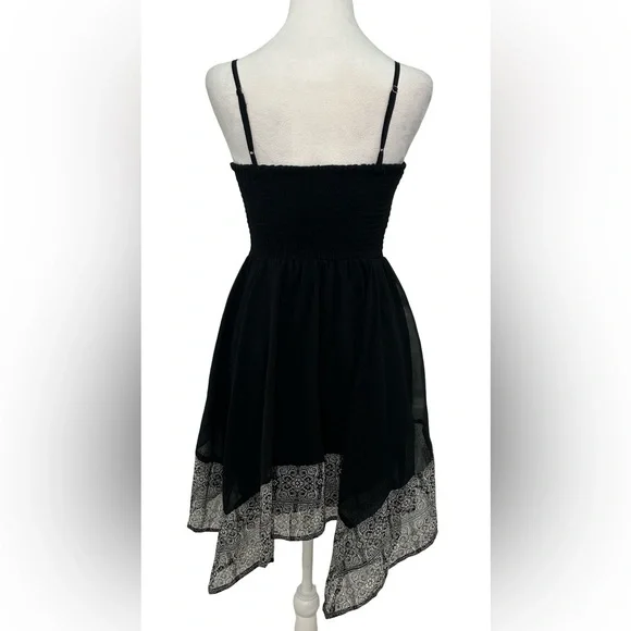 American Eagle Black Chiffon Dress XS S Boho Handkerchief Hem Summer Dark Fairy - Picture 5 of 9